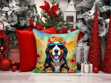 Load image into Gallery viewer, Bernese Mountain Dog Hippie Dawg Throw Pillow - 14x14 Decorative Pillow – Art for Your Home &amp; Patio