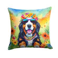 Load image into Gallery viewer, Bernese Mountain Dog Hippie Dawg Throw Pillow - 14x14 Decorative Pillow – Art for Your Home &amp; Patio