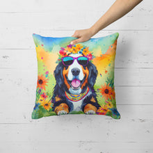 Load image into Gallery viewer, Bernese Mountain Dog Hippie Dawg Fabric Decorative Pillow