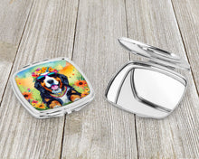 Load image into Gallery viewer, Bernese Mountain Dog Hippie Dawg Compact Mirror – Stylish Purse Mirror with Artistic Covers