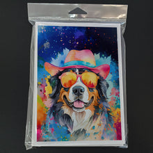 Load image into Gallery viewer, Bernese Mountain Dog Hippie Dawg Greeting Cards - Blank Note Cards – 8-Pack of Artist-Designed Cards with Envelopes
