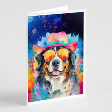 Load image into Gallery viewer, Bernese Mountain Dog Hippie Dawg Greeting Cards - Blank Note Cards – 8-Pack of Artist-Designed Cards with Envelopes