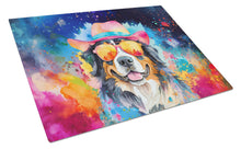 Load image into Gallery viewer, Bernese Mountain Dog Hippie Dawg Glass Cutting Boards – Durable, Decorative Kitchen Art Large