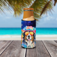 Load image into Gallery viewer, Bernese Mountain Dog Hippie Dawg Slim Can Huggers – Fun, Functional Drink Coolers for Every Occasion