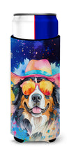 Load image into Gallery viewer, Bernese Mountain Dog Hippie Dawg Slim Can Huggers – Fun, Functional Drink Coolers for Every Occasion