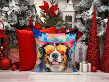 Load image into Gallery viewer, Bernese Mountain Dog Hippie Dawg Throw Pillow - 14x14 Decorative Pillow – Art for Your Home &amp; Patio