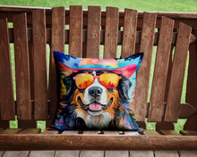 Load image into Gallery viewer, Bernese Mountain Dog Hippie Dawg Throw Pillow - 14x14 Decorative Pillow – Art for Your Home &amp; Patio