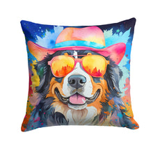 Load image into Gallery viewer, Bernese Mountain Dog Hippie Dawg Throw Pillow - 14x14 Decorative Pillow – Art for Your Home &amp; Patio