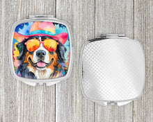 Load image into Gallery viewer, Bernese Mountain Dog Hippie Dawg Compact Mirror – Stylish Purse Mirror with Artistic Covers