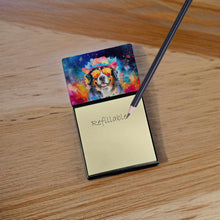 Load image into Gallery viewer, Bernese Mountain Dog Hippie Dawg Sticky Note Holder- Refiilable Desk Accessory Note Pad