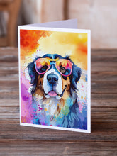 Load image into Gallery viewer, Bernese Mountain Dog Hippie Dawg Greeting Cards - Blank Note Cards – 8-Pack of Artist-Designed Cards with Envelopes