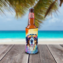Load image into Gallery viewer, Bernese Mountain Dog Hippie Dawg Slim Can Huggers – Fun, Functional Drink Coolers for Every Occasion