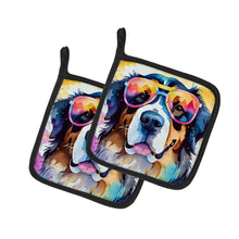 Load image into Gallery viewer, Bernese Mountain Dog Hippie Dawg Pot Holders - Set of 2 Decorative Kitchen Helpers | Made in the USA