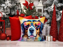 Load image into Gallery viewer, Bernese Mountain Dog Hippie Dawg Throw Pillow - 14x14 Decorative Pillow – Art for Your Home &amp; Patio