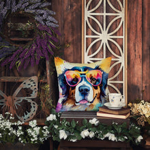 Load image into Gallery viewer, Bernese Mountain Dog Hippie Dawg Throw Pillow - 14x14 Decorative Pillow – Art for Your Home &amp; Patio