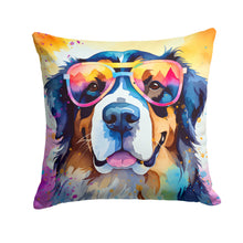 Load image into Gallery viewer, Bernese Mountain Dog Hippie Dawg Fabric Decorative Pillow