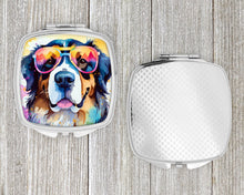 Load image into Gallery viewer, Bernese Mountain Dog Hippie Dawg Compact Mirror – Stylish Purse Mirror with Artistic Covers