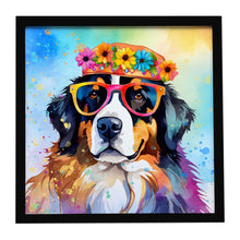 Load image into Gallery viewer, Bernese Mountain Dog Hippie Dawg Framed Metal Print