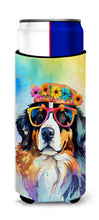 Load image into Gallery viewer, Bernese Mountain Dog Hippie Dawg Slim Can Huggers – Fun, Functional Drink Coolers for Every Occasion