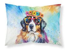 Load image into Gallery viewer, Bernese Mountain Dog Hippie Dawg Standard Pillowcase – Artistic Decorative Front, White Back