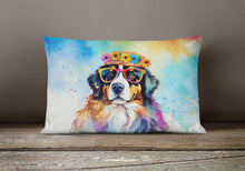 Load image into Gallery viewer, Bernese Mountain Dog Hippie Dawg Fabric Decorative Pillow