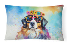 Load image into Gallery viewer, Bernese Mountain Dog Hippie Dawg Fabric Decorative Pillow