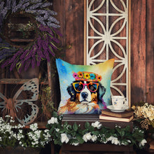 Load image into Gallery viewer, Bernese Mountain Dog Hippie Dawg Throw Pillow - 14x14 Decorative Pillow – Art for Your Home &amp; Patio