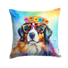 Load image into Gallery viewer, Bernese Mountain Dog Hippie Dawg Throw Pillow - 14x14 Decorative Pillow – Art for Your Home &amp; Patio