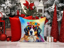 Load image into Gallery viewer, Bernese Mountain Dog Hippie Dawg Fabric Decorative Pillow