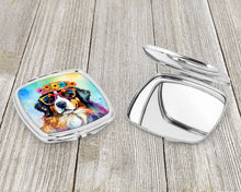 Load image into Gallery viewer, Bernese Mountain Dog Hippie Dawg Compact Mirror – Stylish Purse Mirror with Artistic Covers