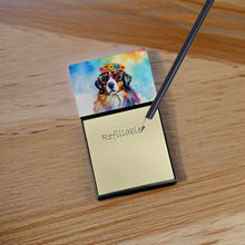 Load image into Gallery viewer, Bernese Mountain Dog Hippie Dawg Sticky Note Holder- Refiilable Desk Accessory Note Pad