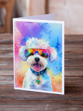 Load image into Gallery viewer, Bichon Frise Hippie Dawg Greeting Cards - Blank Note Cards – 8-Pack of Artist-Designed Cards with Envelopes