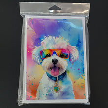 Load image into Gallery viewer, Bichon Frise Hippie Dawg Greeting Cards - Blank Note Cards – 8-Pack of Artist-Designed Cards with Envelopes