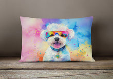 Load image into Gallery viewer, Bichon Frise Hippie Dawg Fabric Decorative Pillow