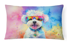 Load image into Gallery viewer, Bichon Frise Hippie Dawg Fabric Decorative Pillow