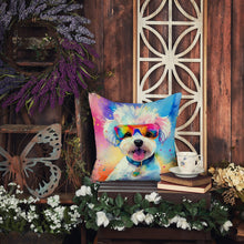Load image into Gallery viewer, Bichon Frise Hippie Dawg Throw Pillow - 14x14 Decorative Pillow – Art for Your Home &amp; Patio