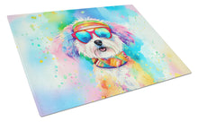 Load image into Gallery viewer, Bichon Frise Hippie Dawg Glass Cutting Boards – Durable, Decorative Kitchen Art Large