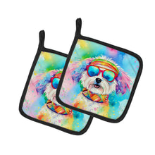 Load image into Gallery viewer, Bichon Frise Hippie Dawg Pot Holders - Set of 2 Decorative Kitchen Helpers | Made in the USA