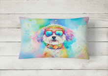 Load image into Gallery viewer, Bichon Frise Hippie Dawg Fabric Decorative Pillow