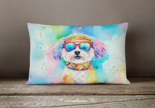 Load image into Gallery viewer, Bichon Frise Hippie Dawg Fabric Decorative Pillow