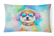Load image into Gallery viewer, Bichon Frise Hippie Dawg Fabric Decorative Pillow
