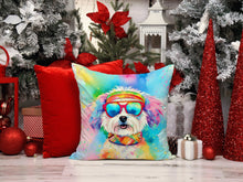 Load image into Gallery viewer, Bichon Frise Hippie Dawg Fabric Decorative Pillow