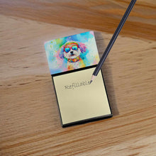 Load image into Gallery viewer, Bichon Frise Hippie Dawg Sticky Note Holder- Refiilable Desk Accessory Note Pad