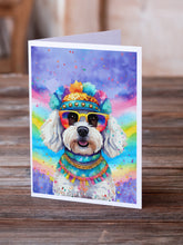 Load image into Gallery viewer, Bichon Frise Hippie Dawg Greeting Cards - Blank Note Cards – 8-Pack of Artist-Designed Cards with Envelopes