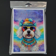 Load image into Gallery viewer, Bichon Frise Hippie Dawg Greeting Cards - Blank Note Cards – 8-Pack of Artist-Designed Cards with Envelopes