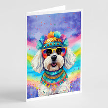 Load image into Gallery viewer, Bichon Frise Hippie Dawg Greeting Cards - Blank Note Cards – 8-Pack of Artist-Designed Cards with Envelopes