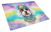 Load image into Gallery viewer, Bichon Frise Hippie Dawg Glass Cutting Boards – Durable, Decorative Kitchen Art Large