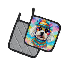 Load image into Gallery viewer, Bichon Frise Hippie Dawg Pot Holders - Set of 2 Decorative Kitchen Helpers | Made in the USA