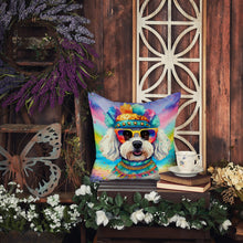 Load image into Gallery viewer, Bichon Frise Hippie Dawg Throw Pillow - 14x14 Decorative Pillow – Art for Your Home &amp; Patio