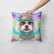 Load image into Gallery viewer, Bichon Frise Hippie Dawg Fabric Decorative Pillow